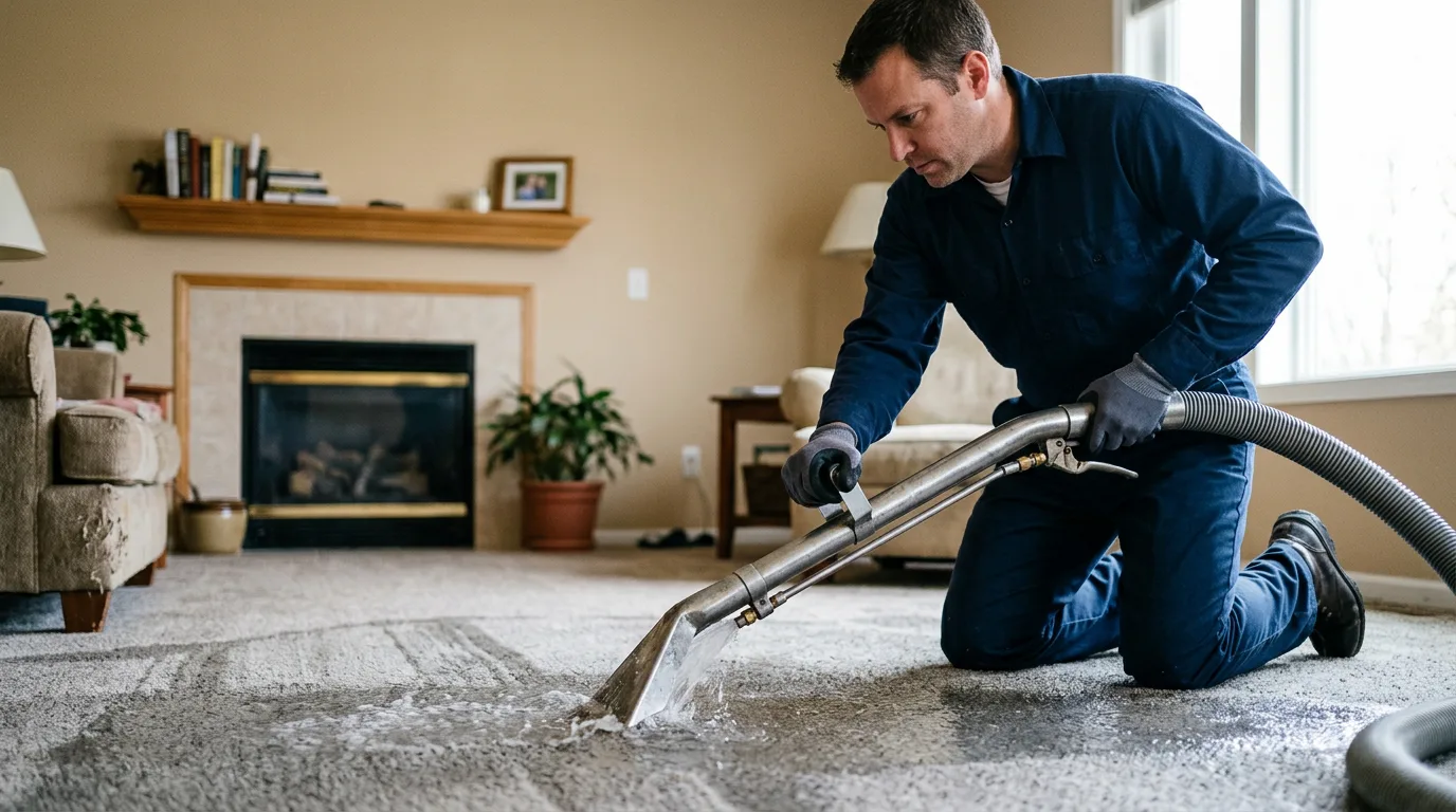 Water damage restoration technician working near Sanborn, MN